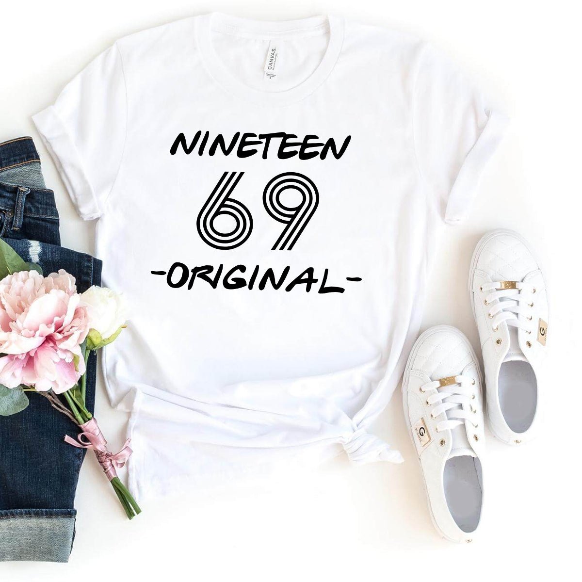 Nineteen 69 - Original 55th Shirt – Original Design for Milestone Birthdays - Bliss Birthday Shirts - White - S