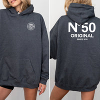 No 50 Original 50th Birthday Shirt Hoodie – Classic Milestone Tribute - Bliss Birthday Shirts - Dark Heather - S