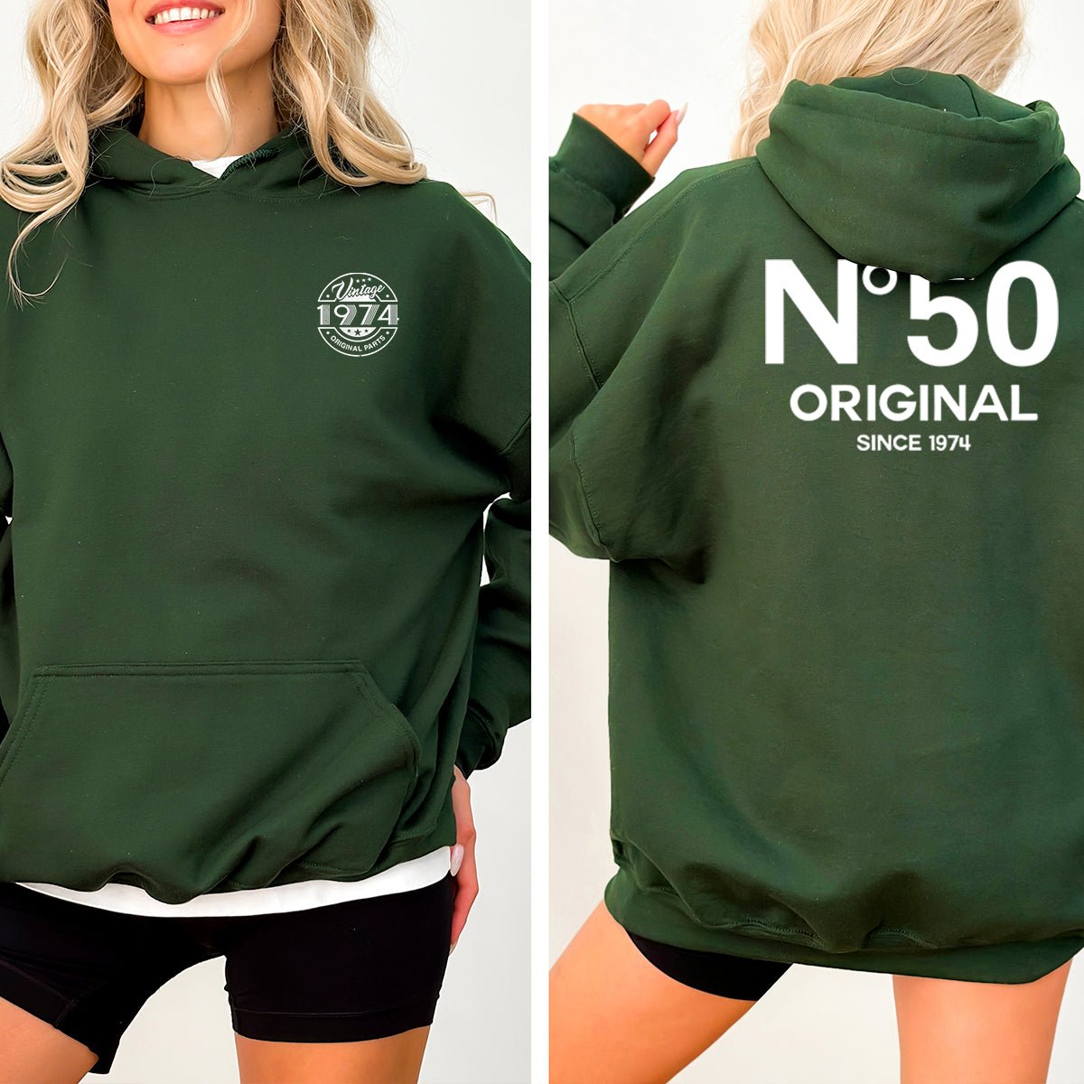 No 50 Original 50th Birthday Shirt Hoodie – Classic Milestone Tribute - Bliss Birthday Shirts - Forest Green - S