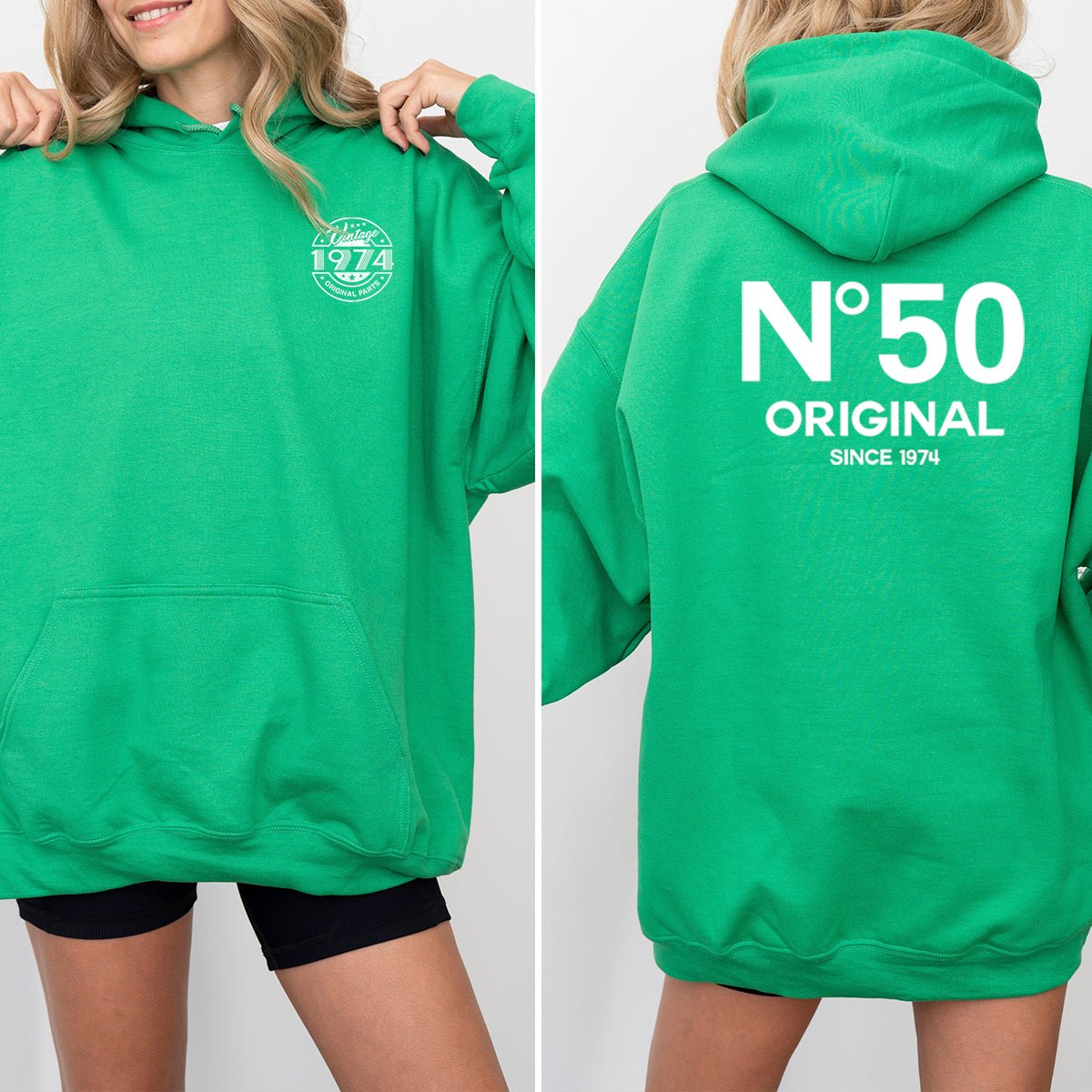 No 50 Original 50th Birthday Shirt Hoodie – Classic Milestone Tribute - Bliss Birthday Shirts - Irish Green - S