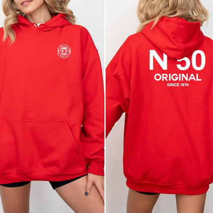 No 50 Original 50th Birthday Shirt Hoodie – Classic Milestone Tribute - Bliss Birthday Shirts - Red - S