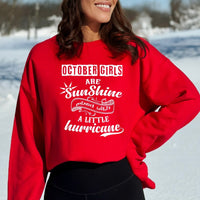 October Girl Are Sunshine - Birthday Sweatshirt & Hoodie - Bliss Birthday Shirts - Small - Red