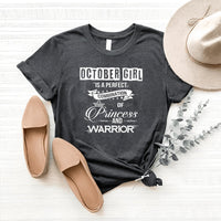 October Girl - Perfect Combination of Princess and Warrior Birthday Shirt - Bliss Birthday Shirts - Heather Dark Grey - Small