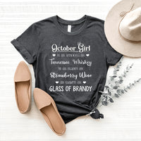 October Girl - Smooth as Whiskey Warm as Brandy Birthday Shirt - Bliss Birthday Shirts - Small - Grey