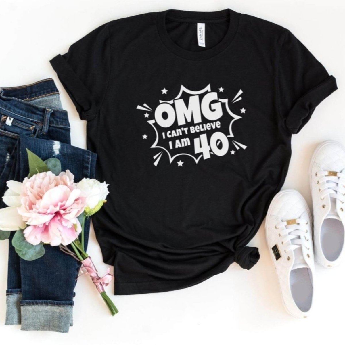 OMG I Can't Believe I Am... Birthday Shirt - Custom Any Age T - Shirt - Bliss Birthday Shirts - S - Black