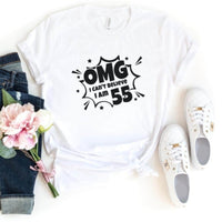 OMG I Can't Believe I Am... Birthday Shirt - Custom Any Age T - Shirt - Bliss Birthday Shirts - S - White