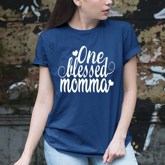 One Blessed Momma - Birthday Shirt - Bliss Birthday Shirts - Small - Navy