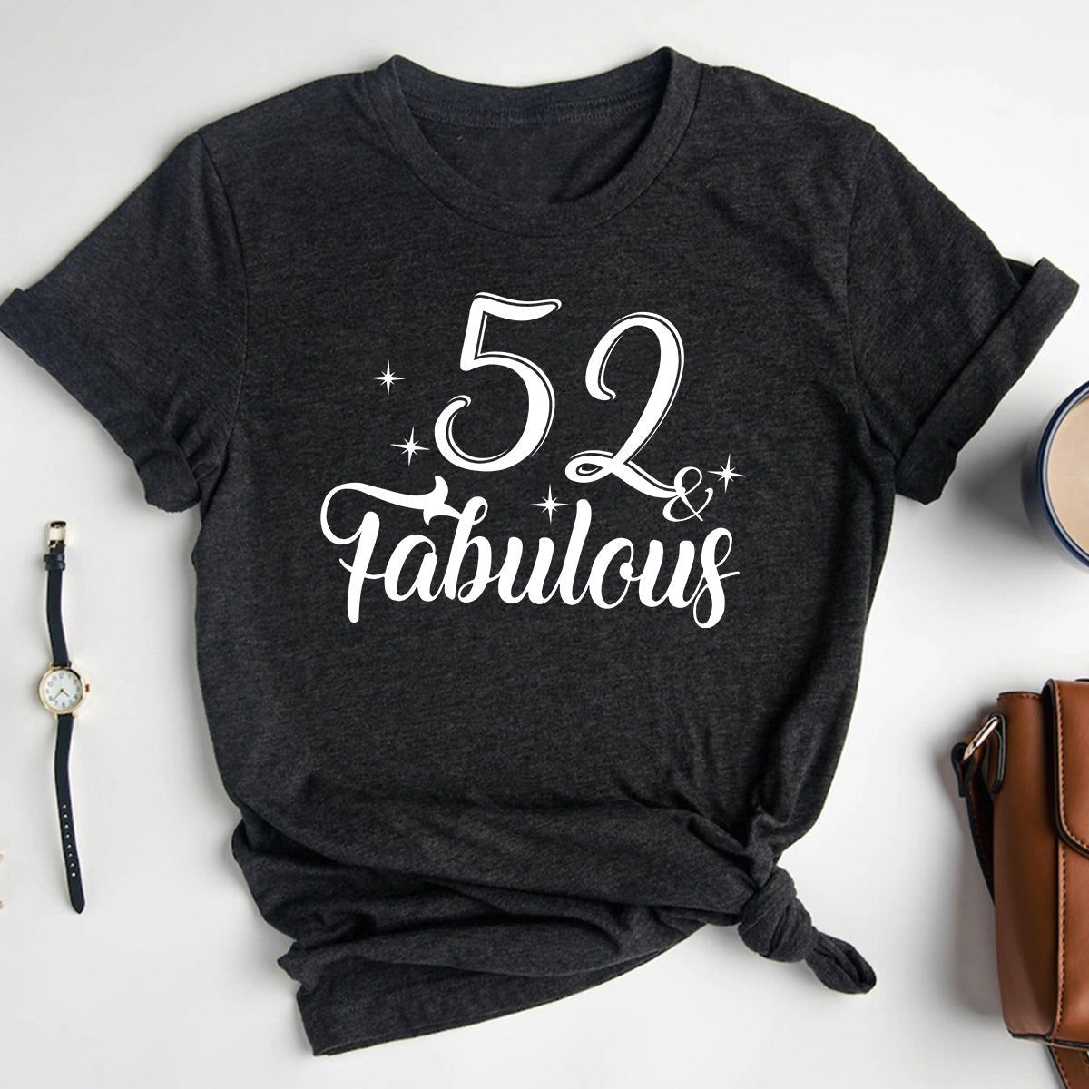 Personalized 52 & Fabulous Birthday Shirt - Bliss Birthday Shirts - Heather Dark Grey - S