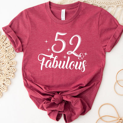 Personalized 52 & Fabulous Birthday Shirt - Bliss Birthday Shirts - Heather Raspberry - S