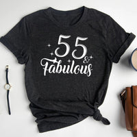 Personalized 55 & Fabulous Birthday Shirt - Bliss Birthday Shirts - Heather Dark Grey - S