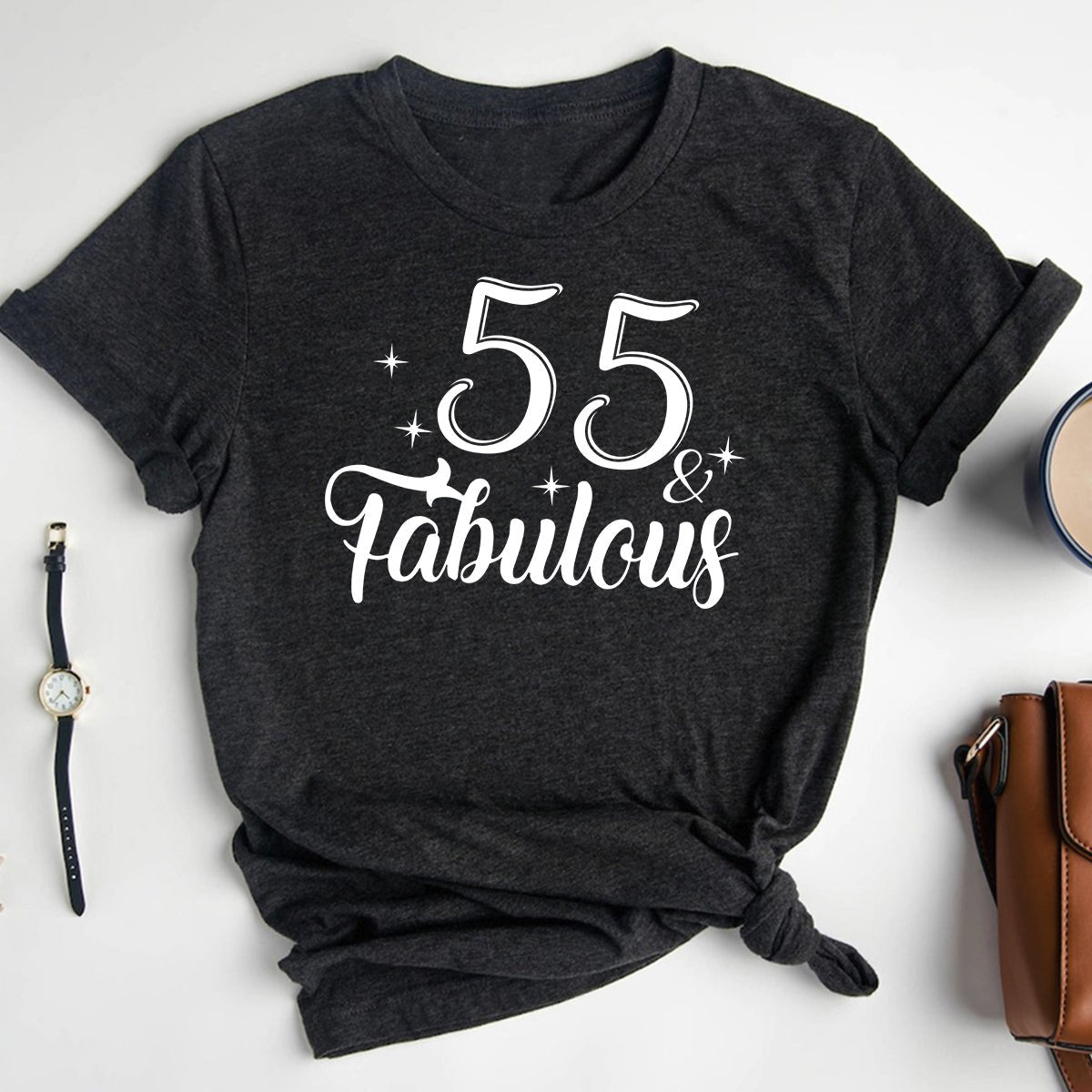 Personalized 55 & Fabulous Birthday Shirt - Bliss Birthday Shirts - Heather Dark Grey - S