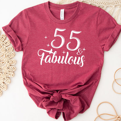 Personalized 55 & Fabulous Birthday Shirt - Bliss Birthday Shirts - Heather Raspberry - S