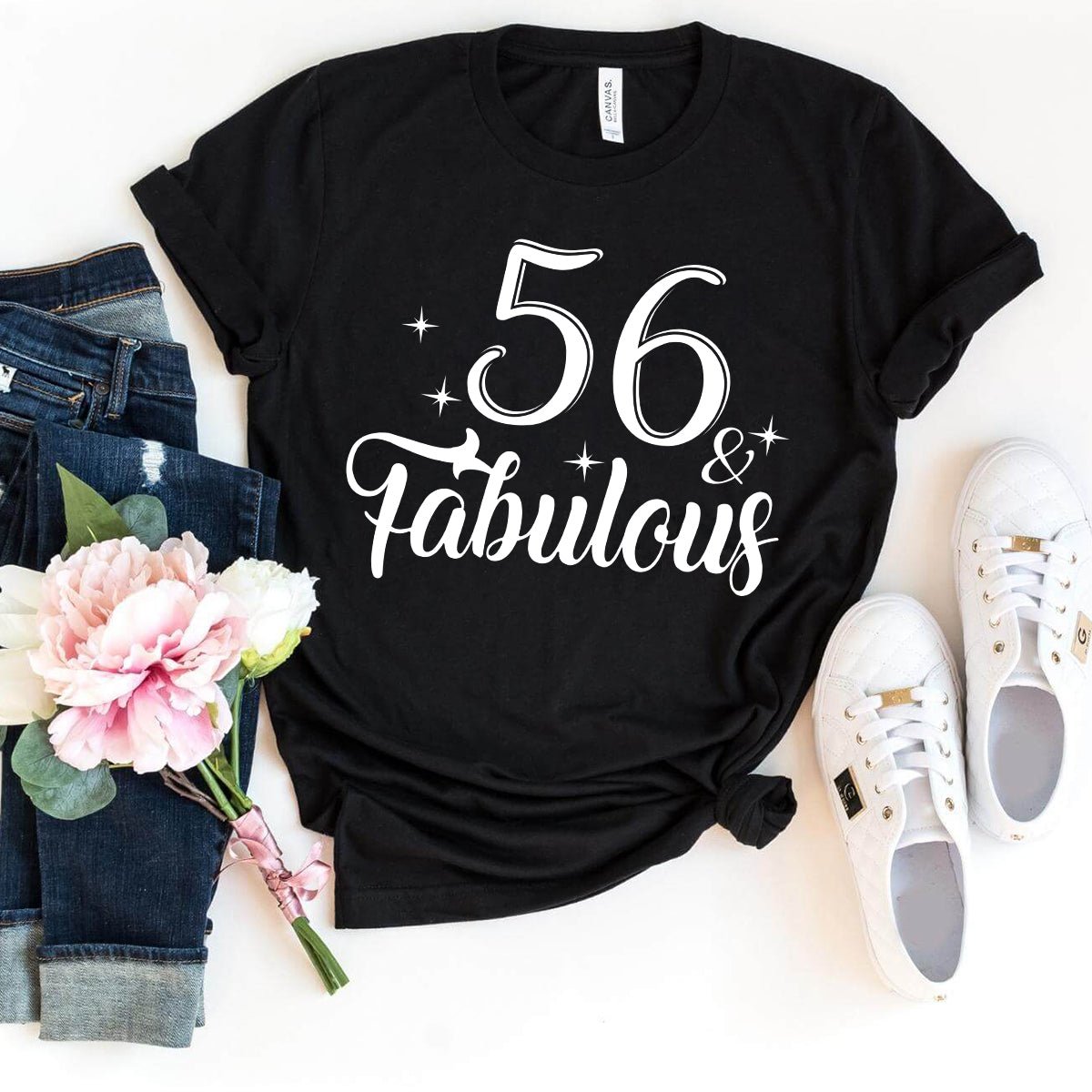 Personalized 56 & Fabulous Birthday Shirt - Bliss Birthday Shirts - Black - S