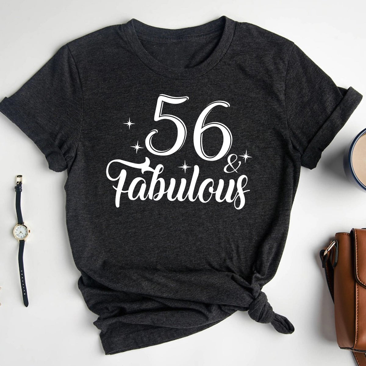 Personalized 56 & Fabulous Birthday Shirt - Bliss Birthday Shirts - Heather Dark Grey - S