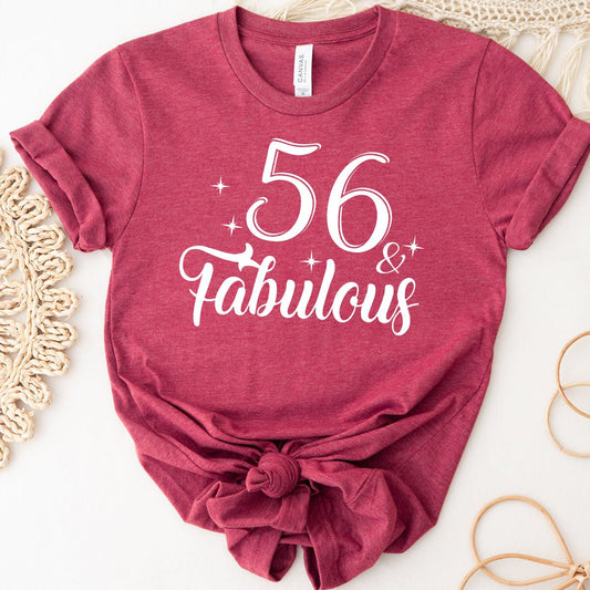 Personalized 56 & Fabulous Birthday Shirt - Bliss Birthday Shirts - Heather Raspberry - S