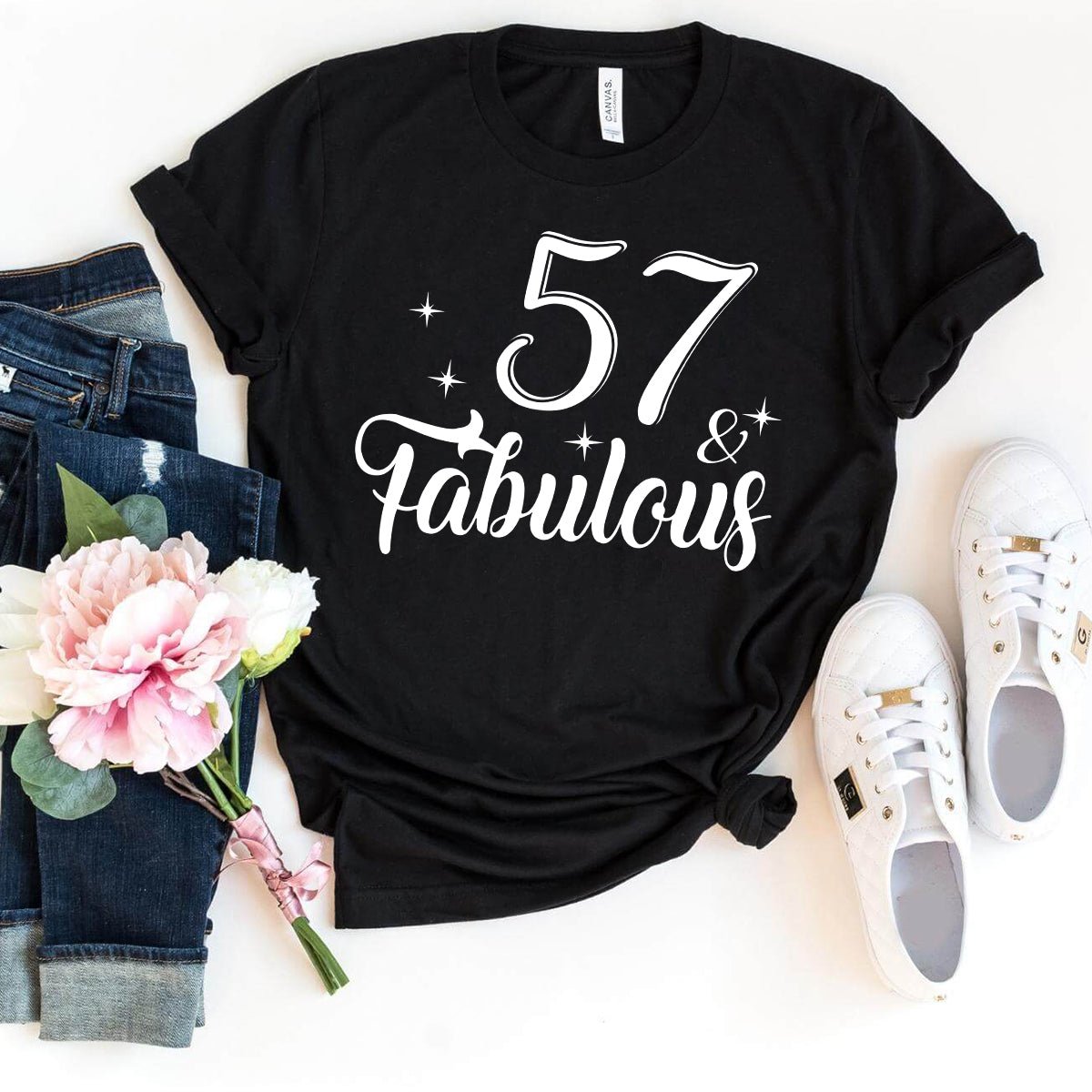 Personalized 57 & Fabulous Birthday Shirt - Bliss Birthday Shirts - Black - S