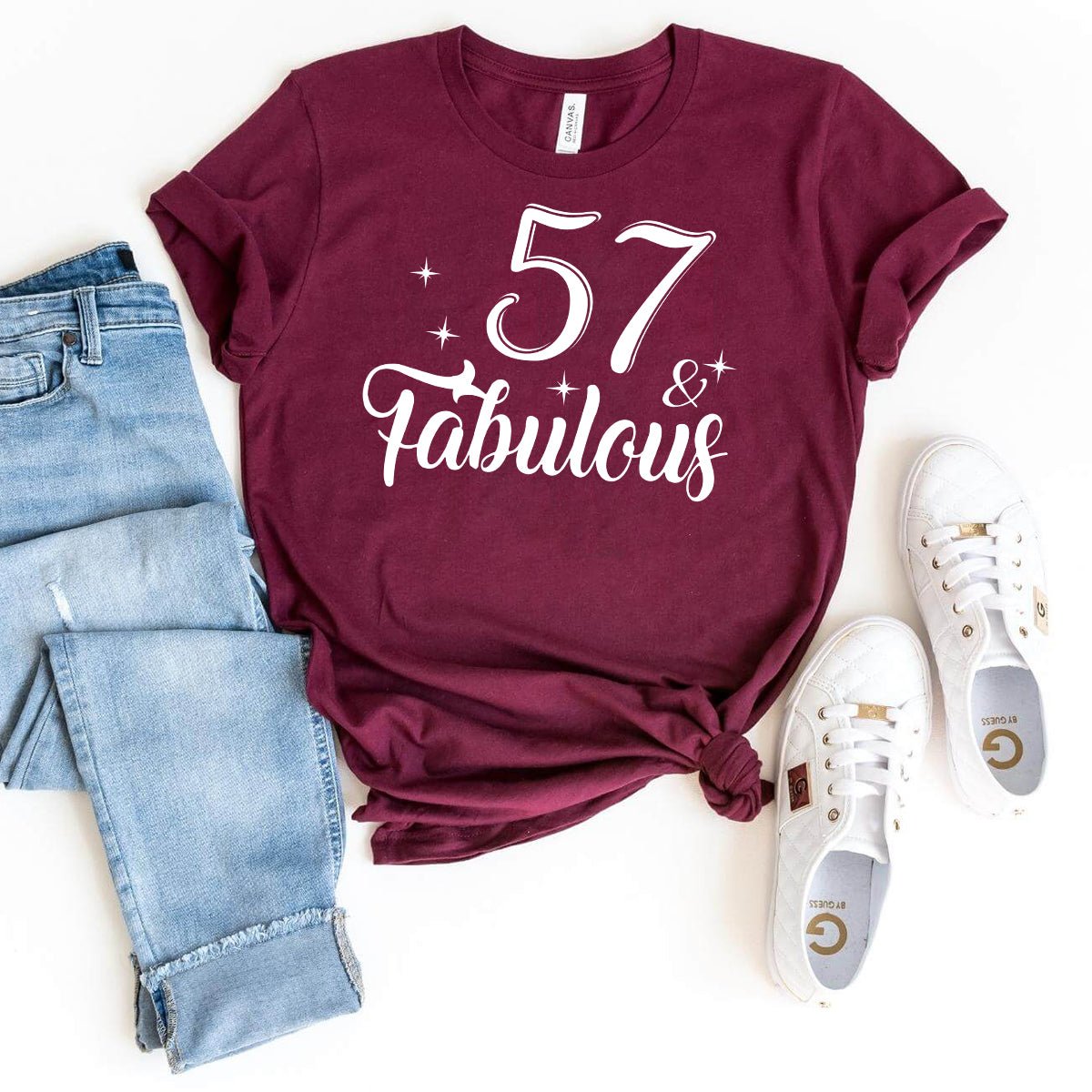 Personalized 57 & Fabulous Birthday Shirt - Bliss Birthday Shirts - Maroon - S