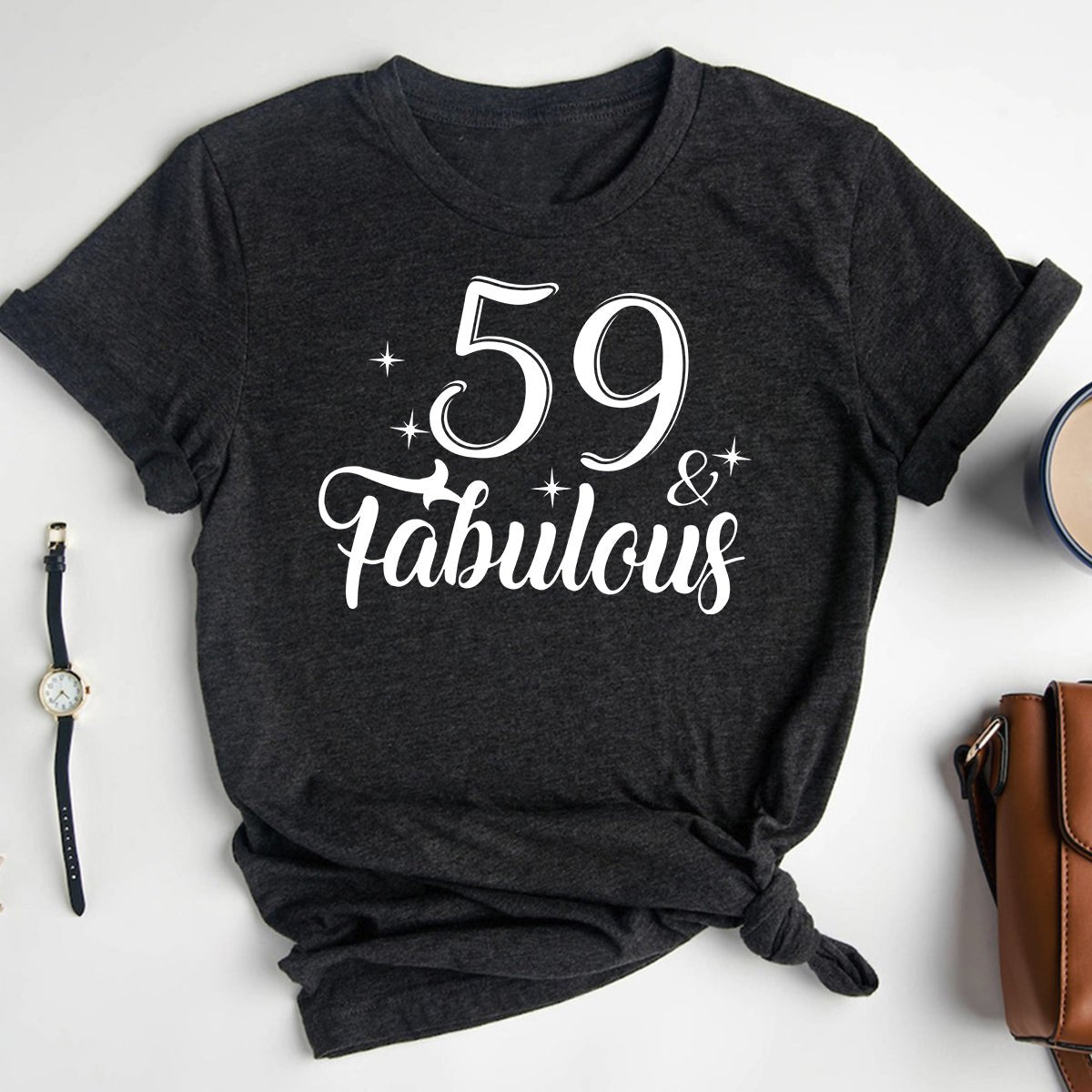 Personalized 59 & Fabulous Birthday Shirt - Bliss Birthday Shirts - Heather Dark Grey - S