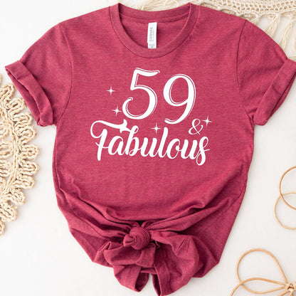 Personalized 59 & Fabulous Birthday Shirt - Bliss Birthday Shirts - Heather Raspberry - S