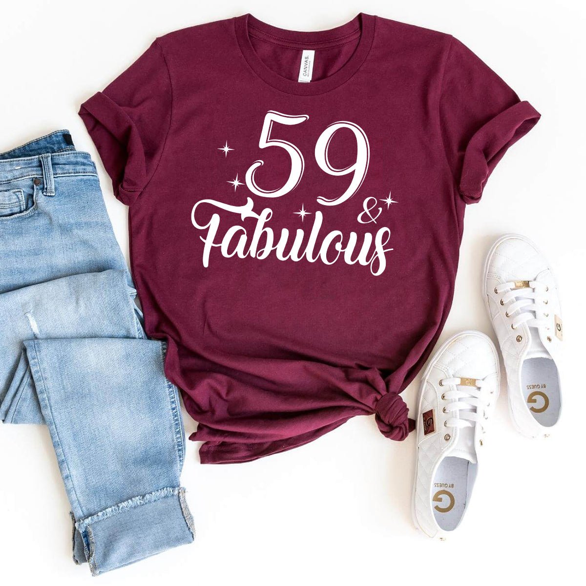 Personalized 59 & Fabulous Birthday Shirt - Bliss Birthday Shirts - Maroon - S