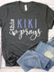 Personalized Grandmas T Shirt - This Kiki Prays Womens Top - Bliss Birthday Shirts - Dark Grey Heather - S