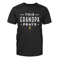 Personalized Grandpas T Shirt - This Grandpa Prays Mens Top - Bliss Birthday Shirts - Black - S