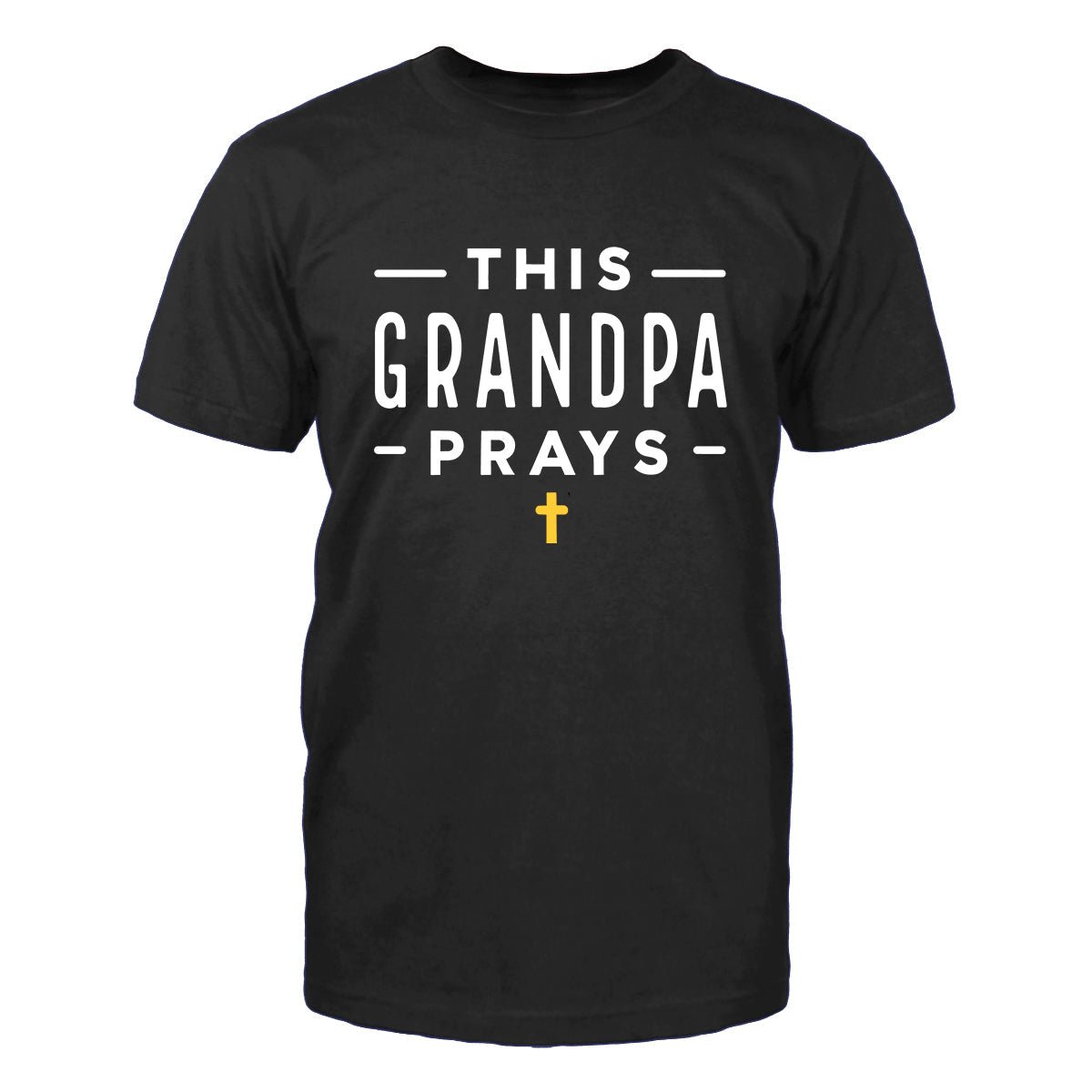 Personalized Grandpas T Shirt - This Grandpa Prays Mens Top - Bliss Birthday Shirts - Black - S