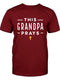 Personalized Grandpas T Shirt - This Grandpa Prays Mens Top - Bliss Birthday Shirts - Cardinal - S