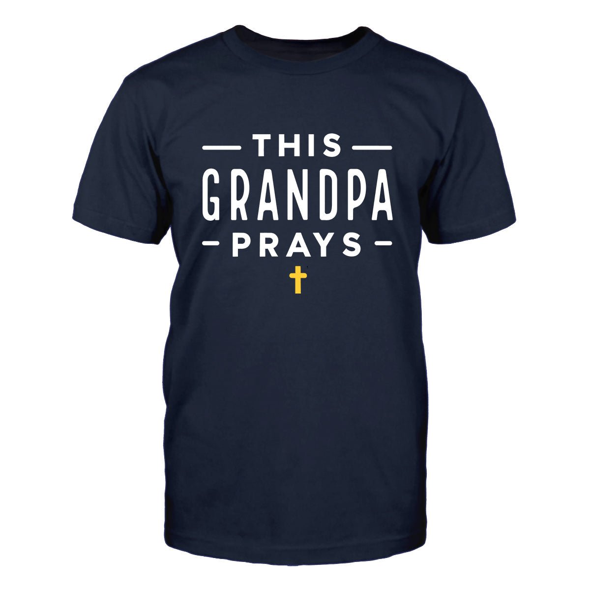 Personalized Grandpas T Shirt - This Grandpa Prays Mens Top - Bliss Birthday Shirts - Navy - S