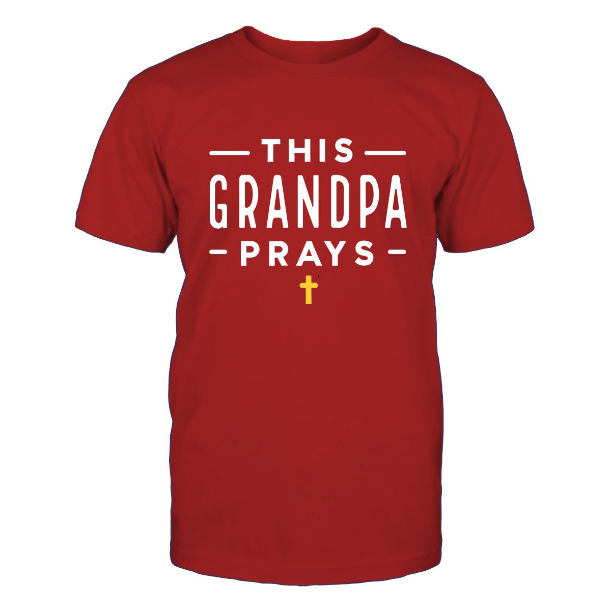 Personalized Grandpas T Shirt - This Grandpa Prays Mens Top - Bliss Birthday Shirts - Red - S