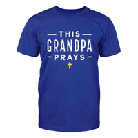 Personalized Grandpas T Shirt - This Grandpa Prays Mens Top - Bliss Birthday Shirts - True Royal - S