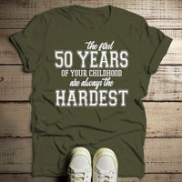 Personalized T - Shirt Design for 50th Birthday Parties - Bliss Birthday Shirts - S - Military Green