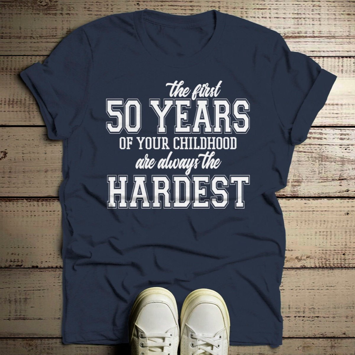 Personalized T - Shirt Design for 50th Birthday Parties - Bliss Birthday Shirts - S - Navy