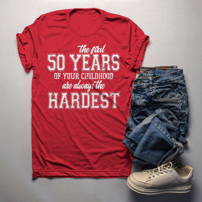 Personalized T - Shirt Design for 50th Birthday Parties - Bliss Birthday Shirts - S - Red