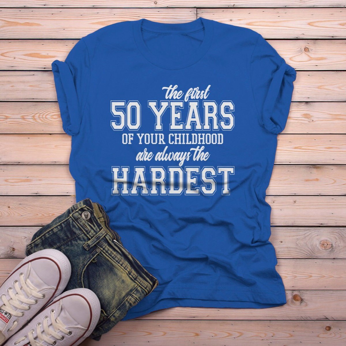 Personalized T - Shirt Design for 50th Birthday Parties - Bliss Birthday Shirts - S - Royal