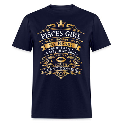 Pisces Girl Unisex Birthday Shirt - Custom T - Shirt - Bliss Birthday Shirts - Navy - S