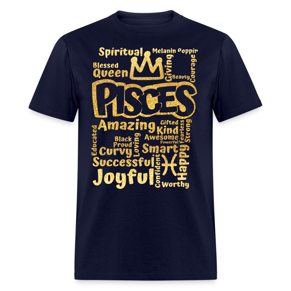 Pisces Queen Birthday Shirt - Custom T - Shirt - Bliss Birthday Shirts - Navy - S