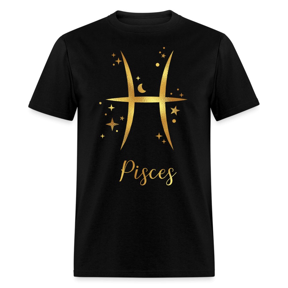 Pisces Sign Gold Birthday Shirt - Custom T - Shirt - Bliss Birthday Shirts - Black - 5XL