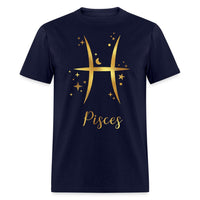 Pisces Sign Gold Birthday Shirt - Custom T - Shirt - Bliss Birthday Shirts - Navy - S