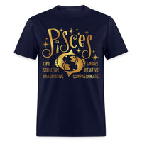 Pisces Unisex Birthday Shirt - Custom T - Shirt - Bliss Birthday Shirts - Navy - S