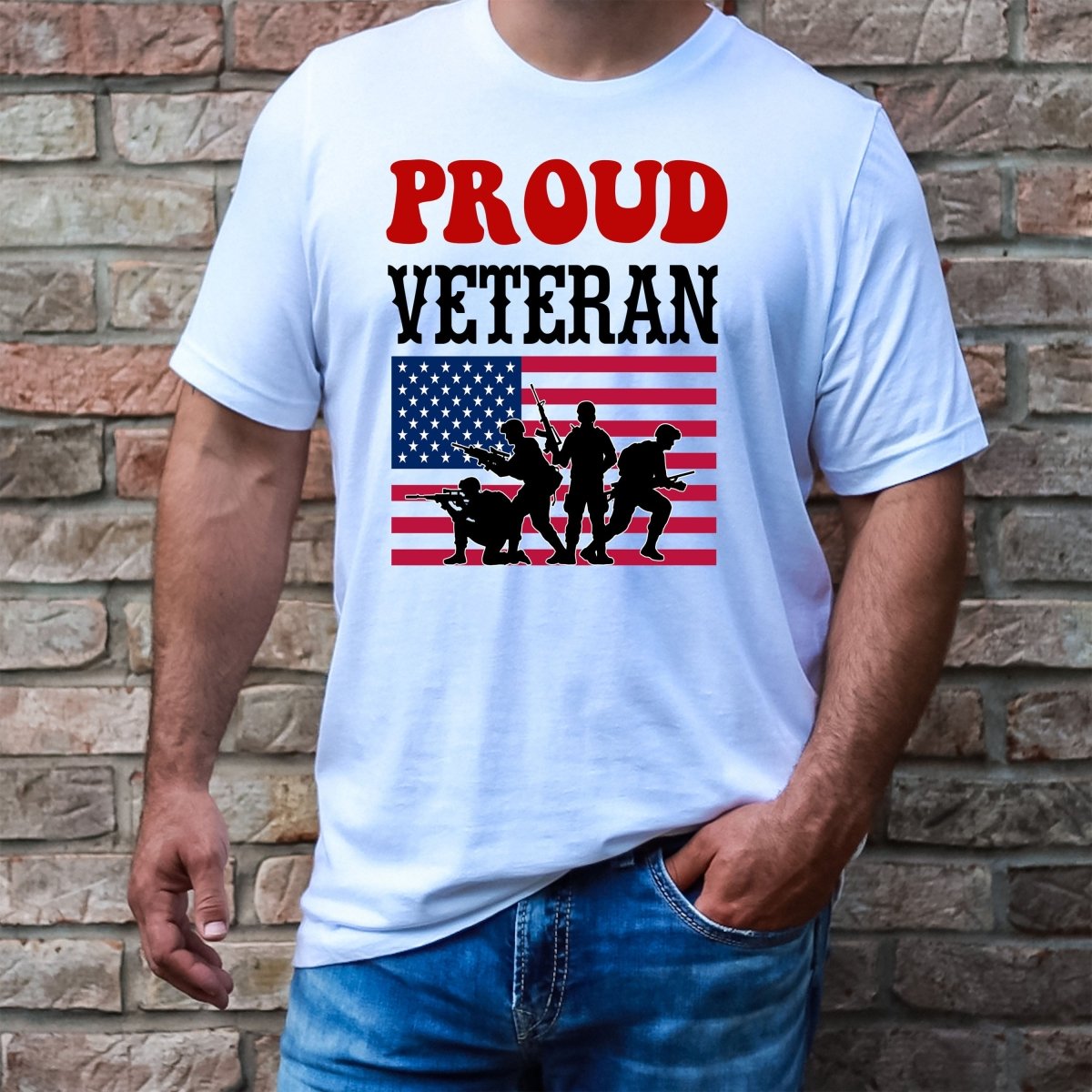 Proud Veteran - Men's Birthday Shirt - Bliss Birthday Shirts - Small - White