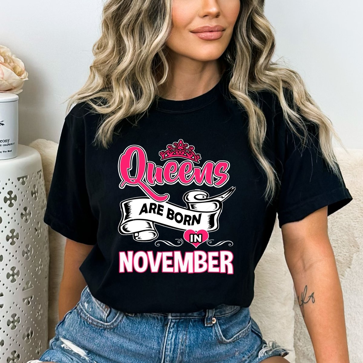 Queens Are Born in November - Birthday Bash Shirt - Bliss Birthday Shirts - Small - Black