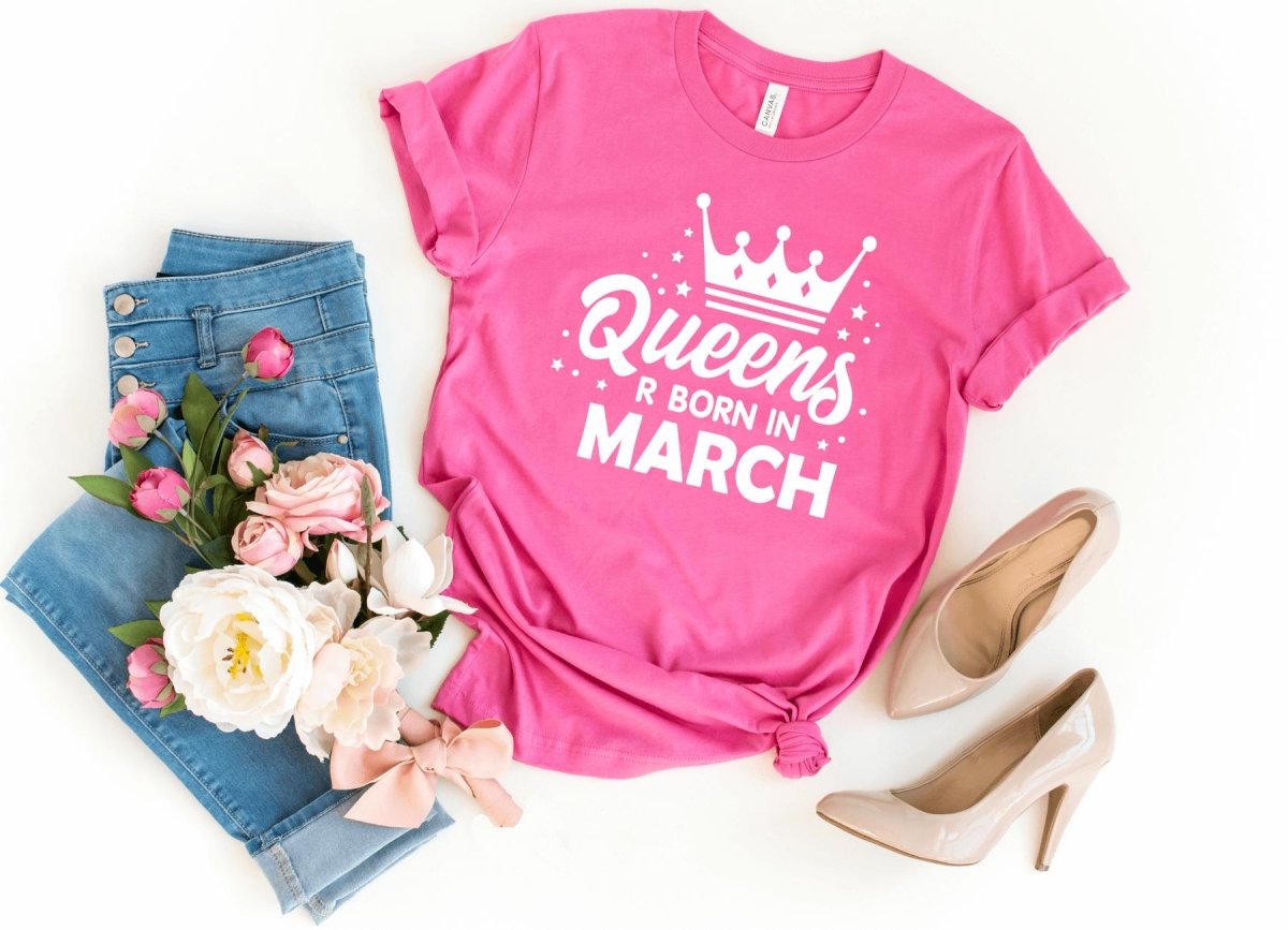 Queen's Birthday Shirt - Customizable Month Birthday T - Shirt - Bliss Birthday Shirts - S - Charity Pink