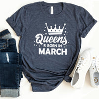 Queen's Birthday Shirt - Customizable Month Birthday T - Shirt - Bliss Birthday Shirts - S - Heather Navy