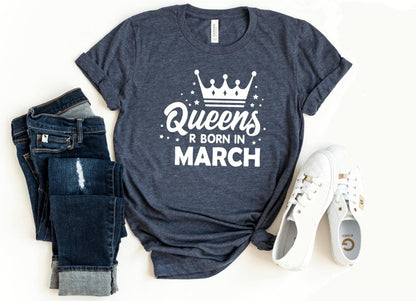 Queen's Birthday Shirt - Customizable Month Birthday T - Shirt - Bliss Birthday Shirts - S - Heather Navy