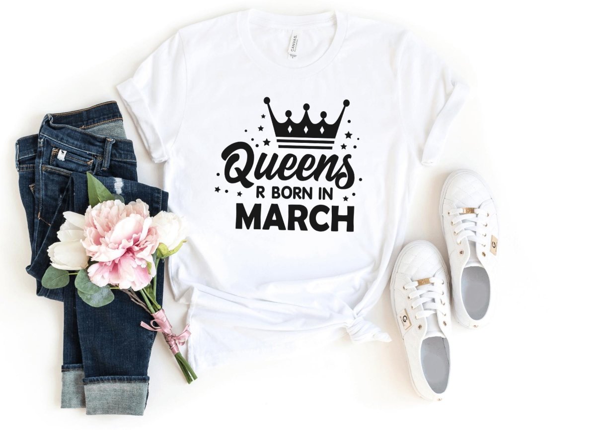 Queen's Birthday Shirt - Customizable Month Birthday T - Shirt - Bliss Birthday Shirts - S - White