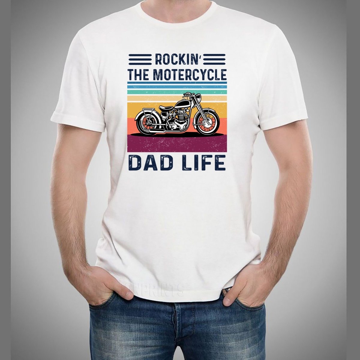 Rockin' the Motorcycle - Men's Birthday Shirt - Bliss Birthday Shirts - Small - White