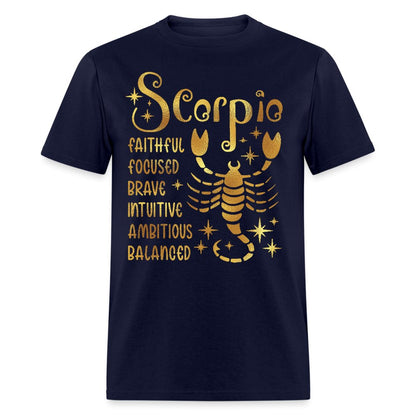 Scorpio Unisex Birthday Shirt - Custom Zodiac T - Shirt - Bliss Birthday Shirts - Navy - S