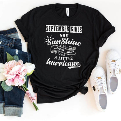 September Girls Are Sunshine - Birthday Shirt - Bliss Birthday Shirts - Small - Black