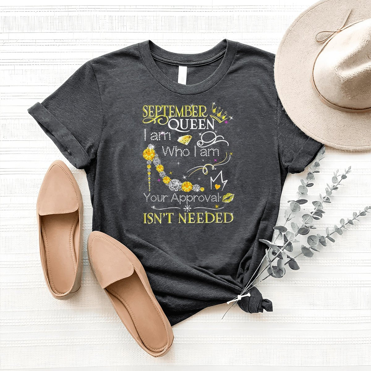 September Queen - I Am Who I Am Birthday Shirt - Bliss Birthday Shirts - Heather Dark Grey - S